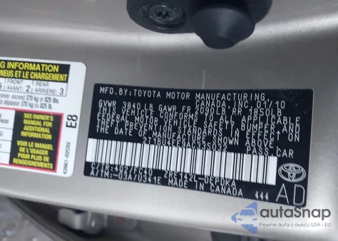 2010 Toyota Corolla Le из США, поврежденный, VIN 2T1BU4EE9AC335032